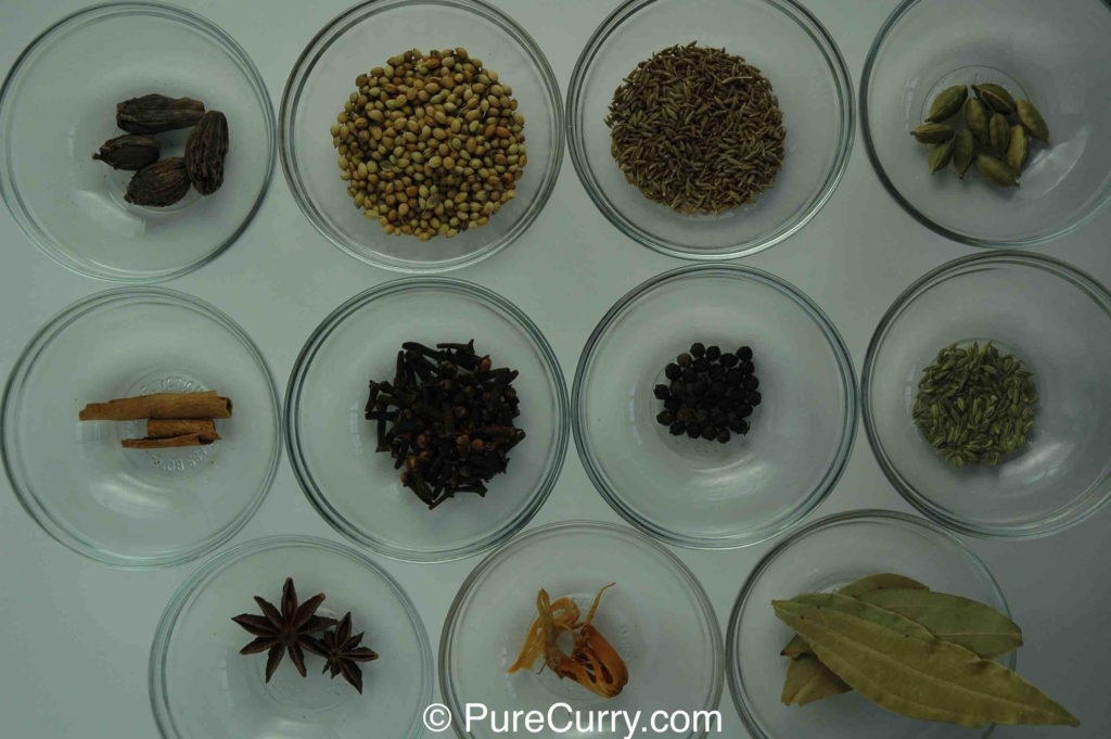 Garam Masala Cloves Cardamoms Fennel Bay Leaves Star Anise Cinnamon Coriander Seeds Cumin Seeds