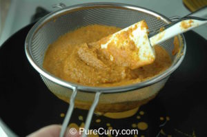 Shahi Paneer - straining puree