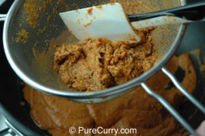 Shahi Paneer - straining puree