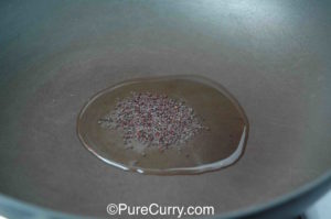 Mustard Seeds being toasted in oil