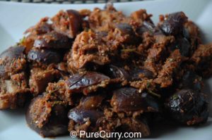 Eggplant in pickle spices, achari