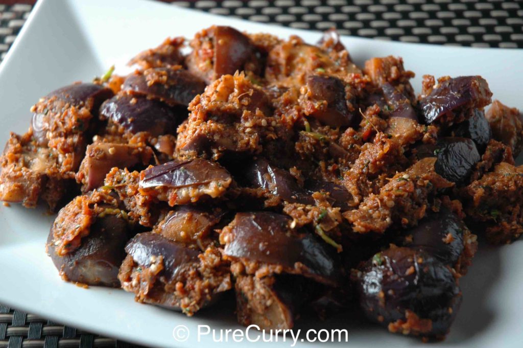 Eggplant in pickle spices, achari